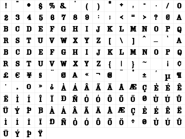 Cam Bold font glyphpreview