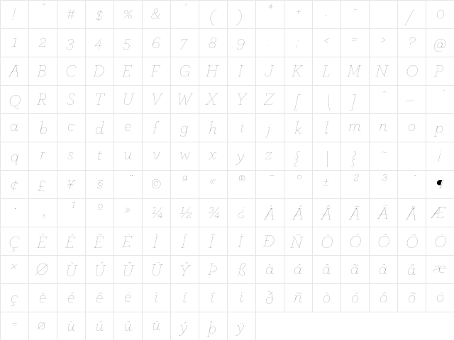 Archer Hairline Italic font glyphpreview