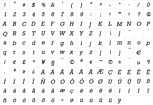 Stafford-RegularIta Regular font glyphpreview