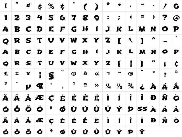 Shojumaru Regular font glyphpreview