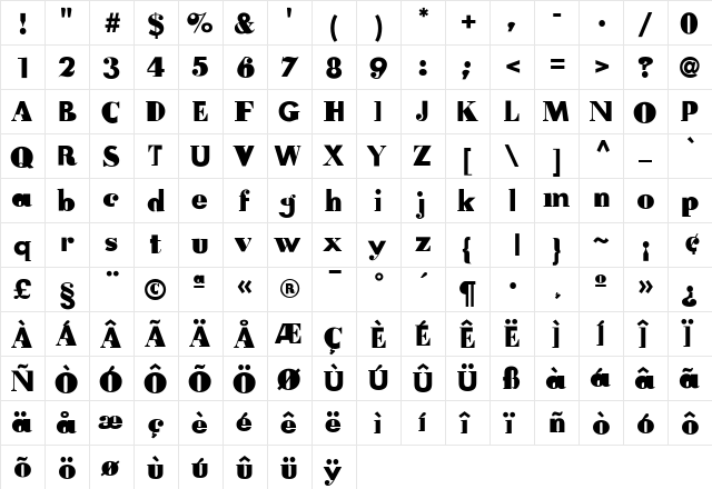 FudoniThree Regular font glyphpreview