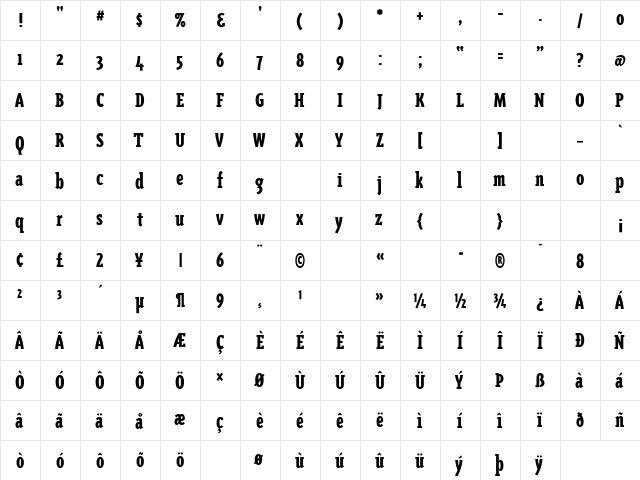 TriplexCondSerif-Black Black font glyphpreview