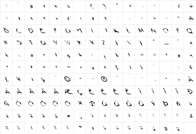 FZ WACKY 12 LEFTY Normal font glyphpreview
