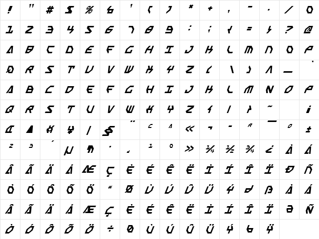 Scarab Script Italic Italic font glyphpreview