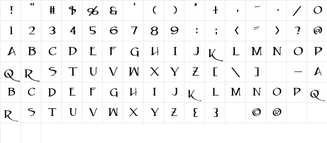 Caeldera Regular font glyphpreview