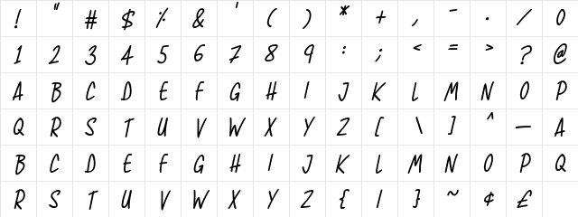 Super Sunrise Italic font glyphpreview