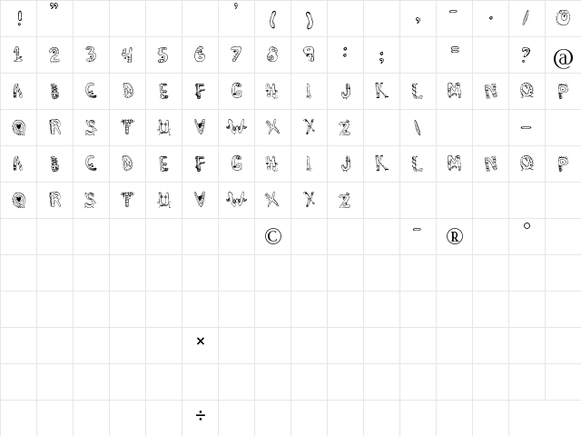Denne's Aliens Regular font glyphpreview