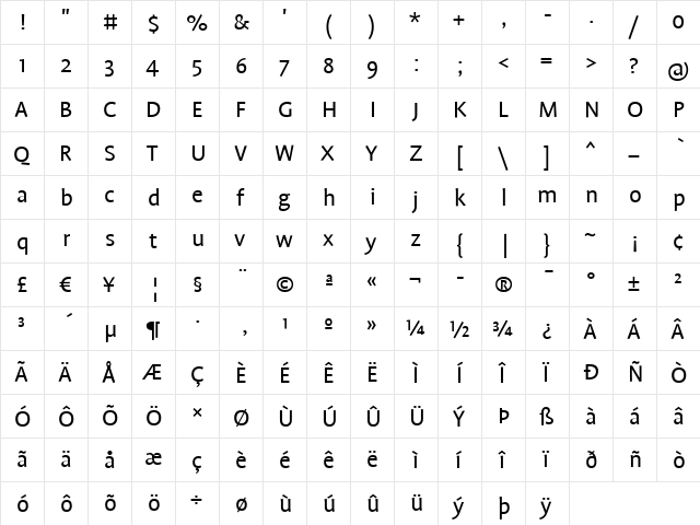 Profile Regular font glyphpreview