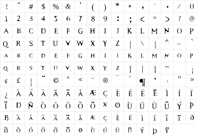 Surrogate SmallCaps font glyphpreview