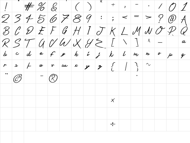 Silent Reaction Regular font glyphpreview
