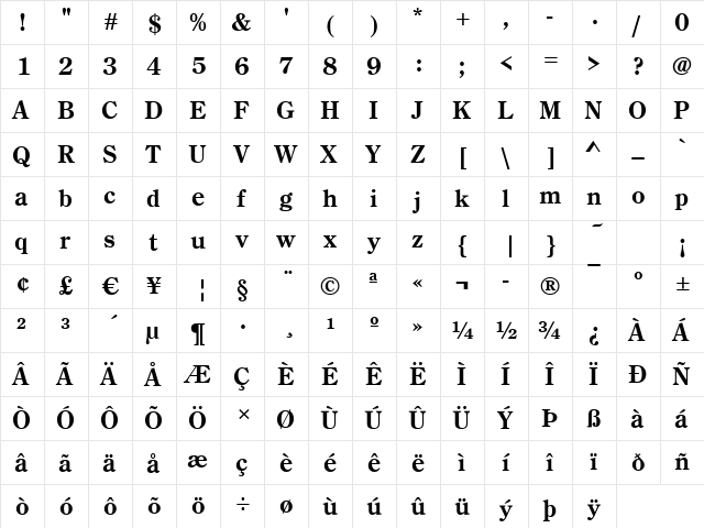 Century-Old-Style Bold font glyphpreview
