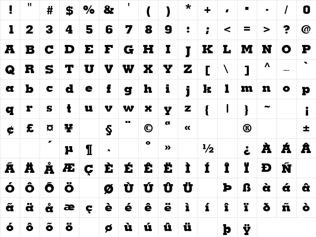 Treaties 4 Regular font glyphpreview