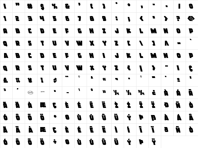 Frost Giant Leftalic Italic font glyphpreview