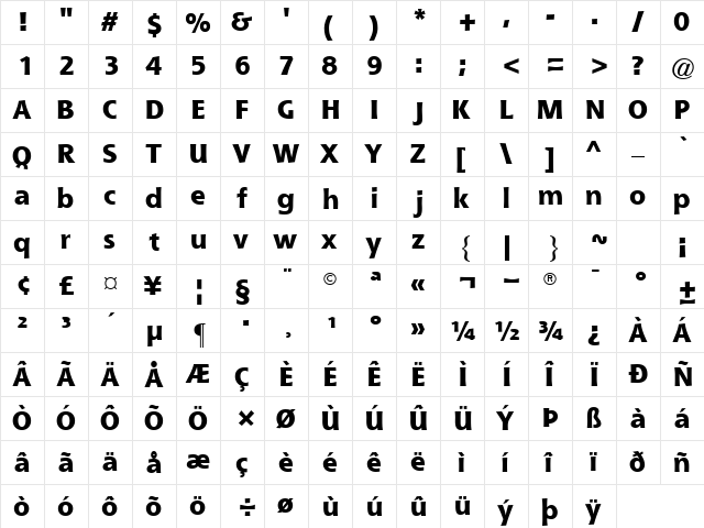 QueBlackSSK Regular font glyphpreview