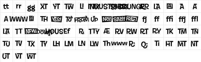 Shag-LoungeExtras Regular font glyphpreview