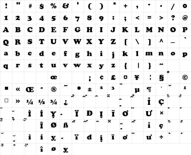 VNI-Cooper Heavy font glyphpreview