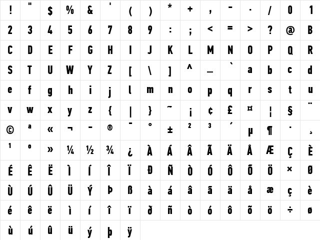 PF Din Text Comp Pro Bold font glyphpreview