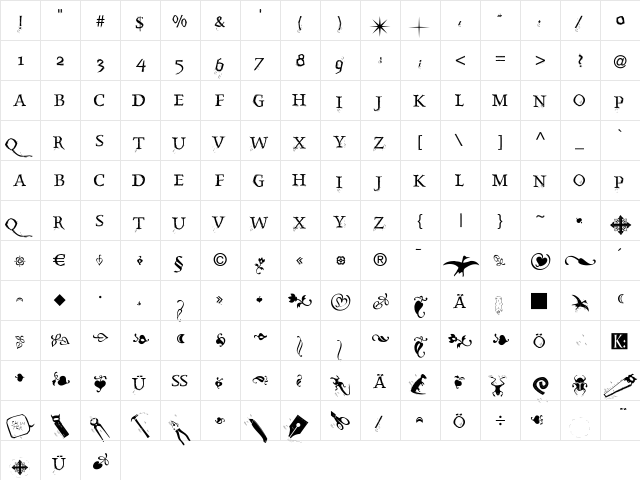 SplinterMKaps Regular font glyphpreview