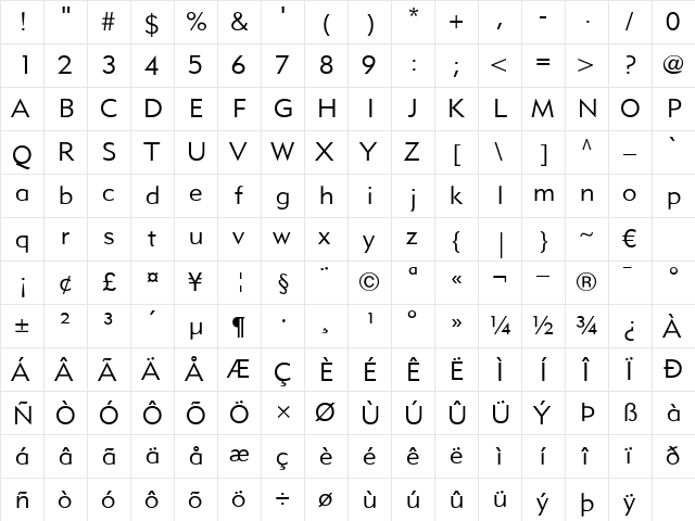 MetroLite LT Two Regular font glyphpreview