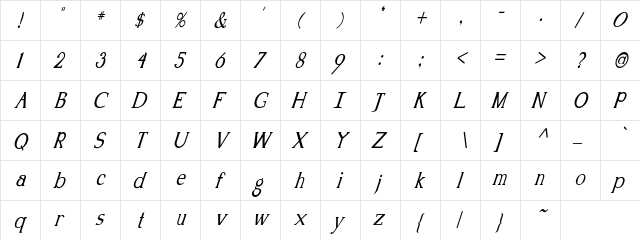 Kennon-Italic Regular font glyphpreview
