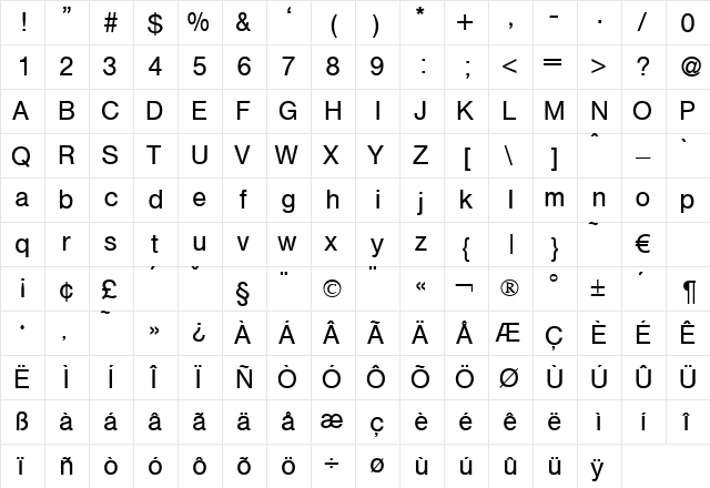 Helmet Normal font glyphpreview
