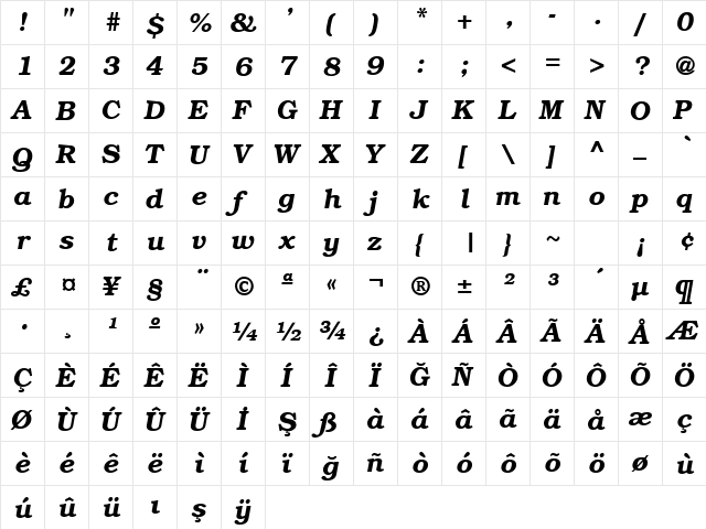 TR Bookman Bold Italic font glyphpreview