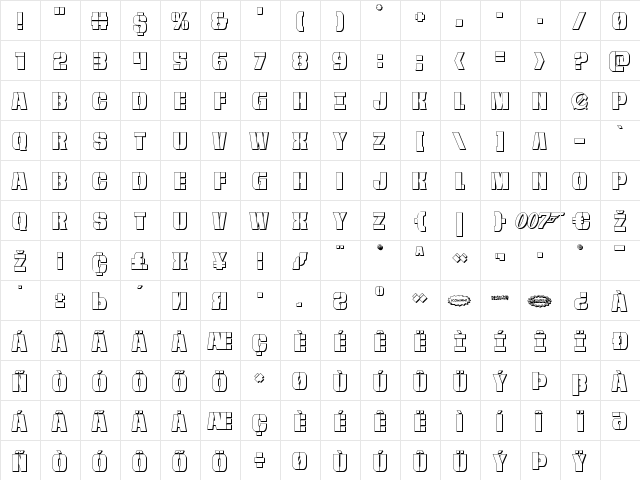 From BOND With Love 3D Regular font glyphpreview