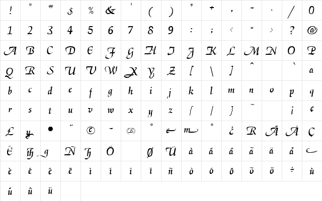 EKENAS Regular font glyphpreview