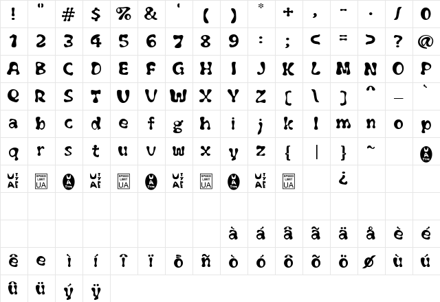 Flubber Regular font glyphpreview