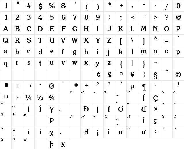 VNI-Korin Bold font glyphpreview