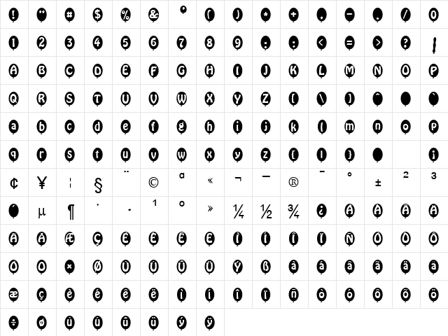 SP Ballon DB Normal font glyphpreview
