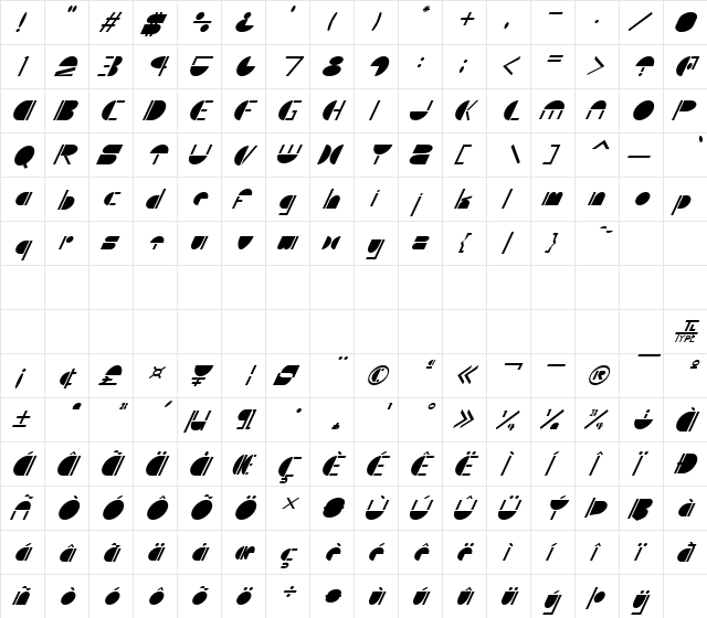Shroom Regular font glyphpreview