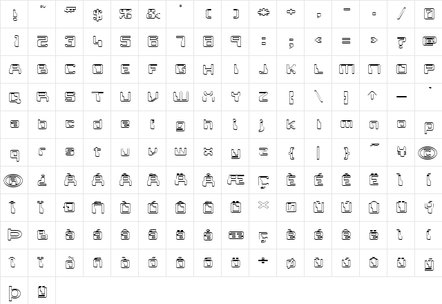 FZ DIGITAL 5 HOLLOW EX Normal font glyphpreview