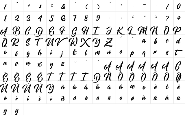 Mishaland Regular font glyphpreview