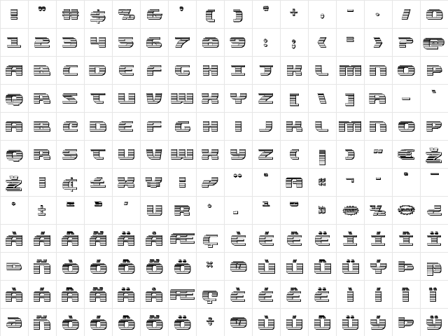 Quickening Chrome Regular font glyphpreview