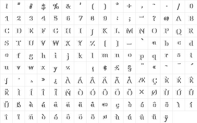 URWLatinoTMedRe1 Regular font glyphpreview