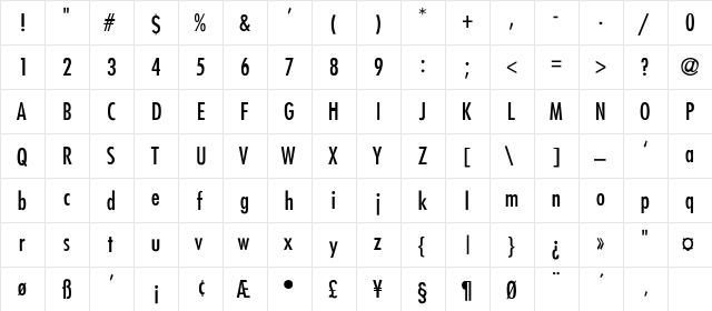 Futura-Condensed-Thin Regular font glyphpreview