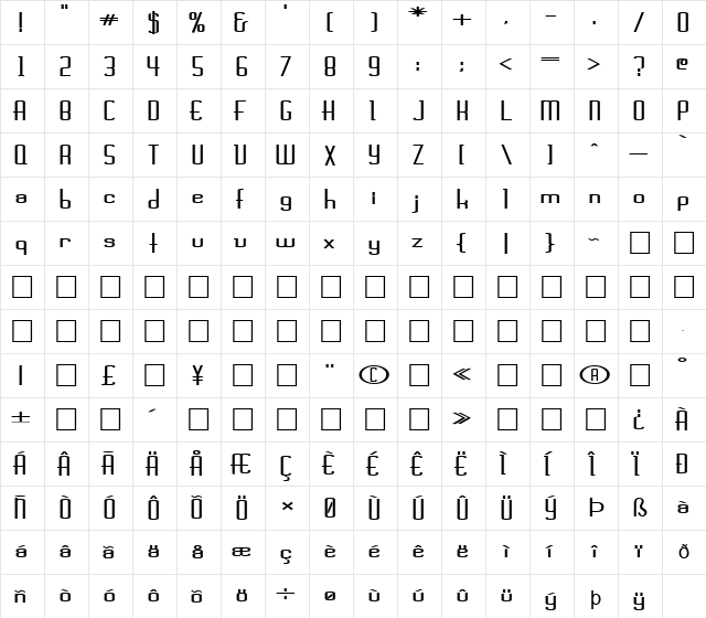 FZ BASIC 44 EX Bold font glyphpreview