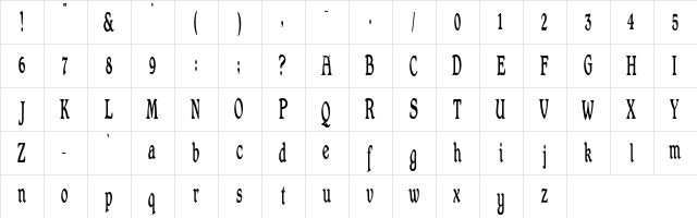ShrewsburyCondensed Regular font glyphpreview