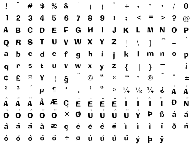 Alor Narrow Normal font glyphpreview