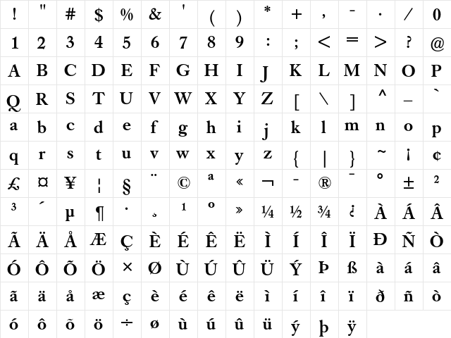 Caslon Book BE Medium font glyphpreview