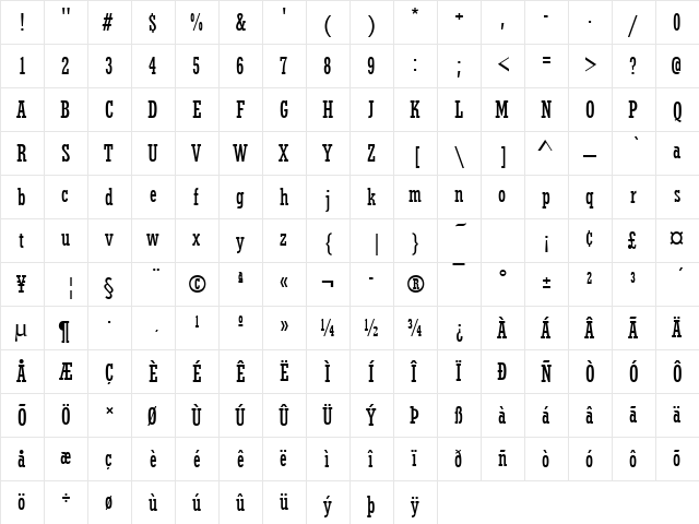 Stymie Becker Reg Cond Regular font glyphpreview