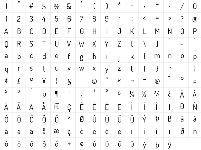 Dosis Book font glyphpreview