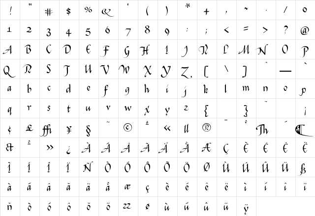 Flourish Regular font glyphpreview