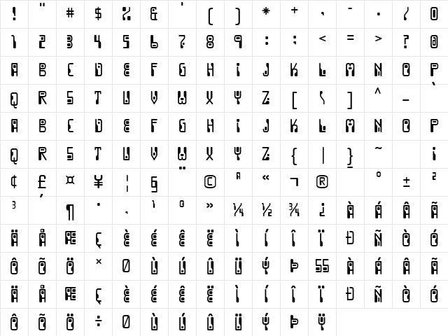 Dignity of Labour Regular font glyphpreview