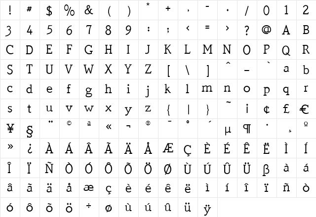 QuickType Plain Regular font glyphpreview