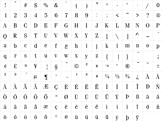 Firenze Regular font glyphpreview