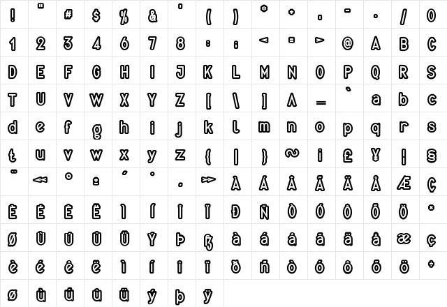Quirkus Out Regular font glyphpreview