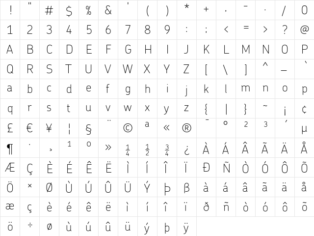 Chevin Thin font glyphpreview