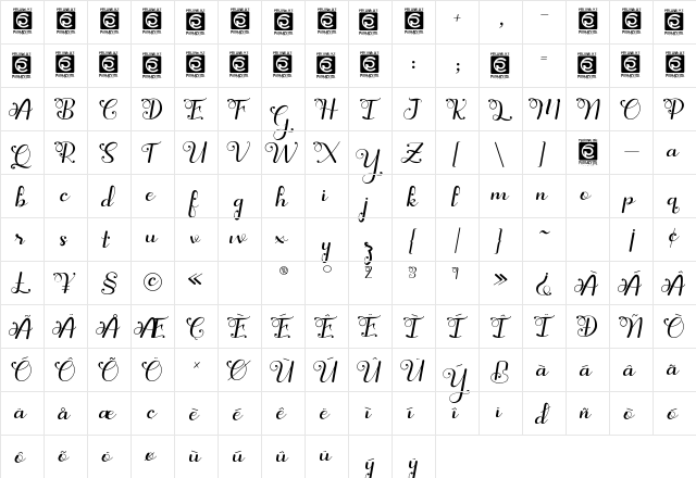 Yuanita Personal Use Regular font glyphpreview